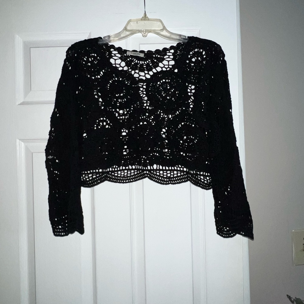 Black Crochet Crop Top